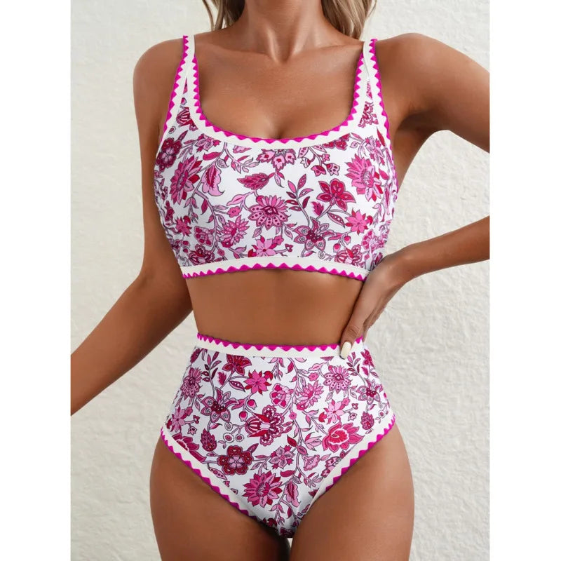 New Sexy Bikinis Print Swimsuits Women's Swimwear Push Up Female Beach Swim Wear Bathing Suits High Waist Bikini Set Pool Bather