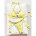 2026 Wrinkled Crinkled Halter Bikini Women Swimwear Female Swimsuit Strappy Bather Bathing Suit Swim Two-pieces Bikini set K8057