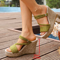 2026 Summer Green Chunky Platform Sandals Women Slip On Wedge High Heels Sandals Woman Plus Szie 43 Thick Sole Slippers Female