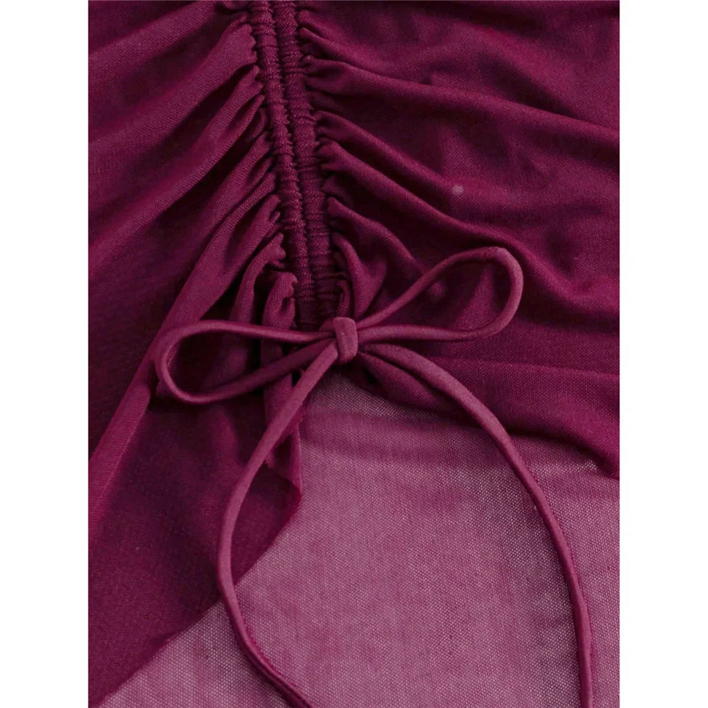 Sexy With Skirt Halter Deep V Neck Women Swimwear One Piece Swimsuit Female High Leg Cut Backless Bather Bathing Suit Swim V8112
