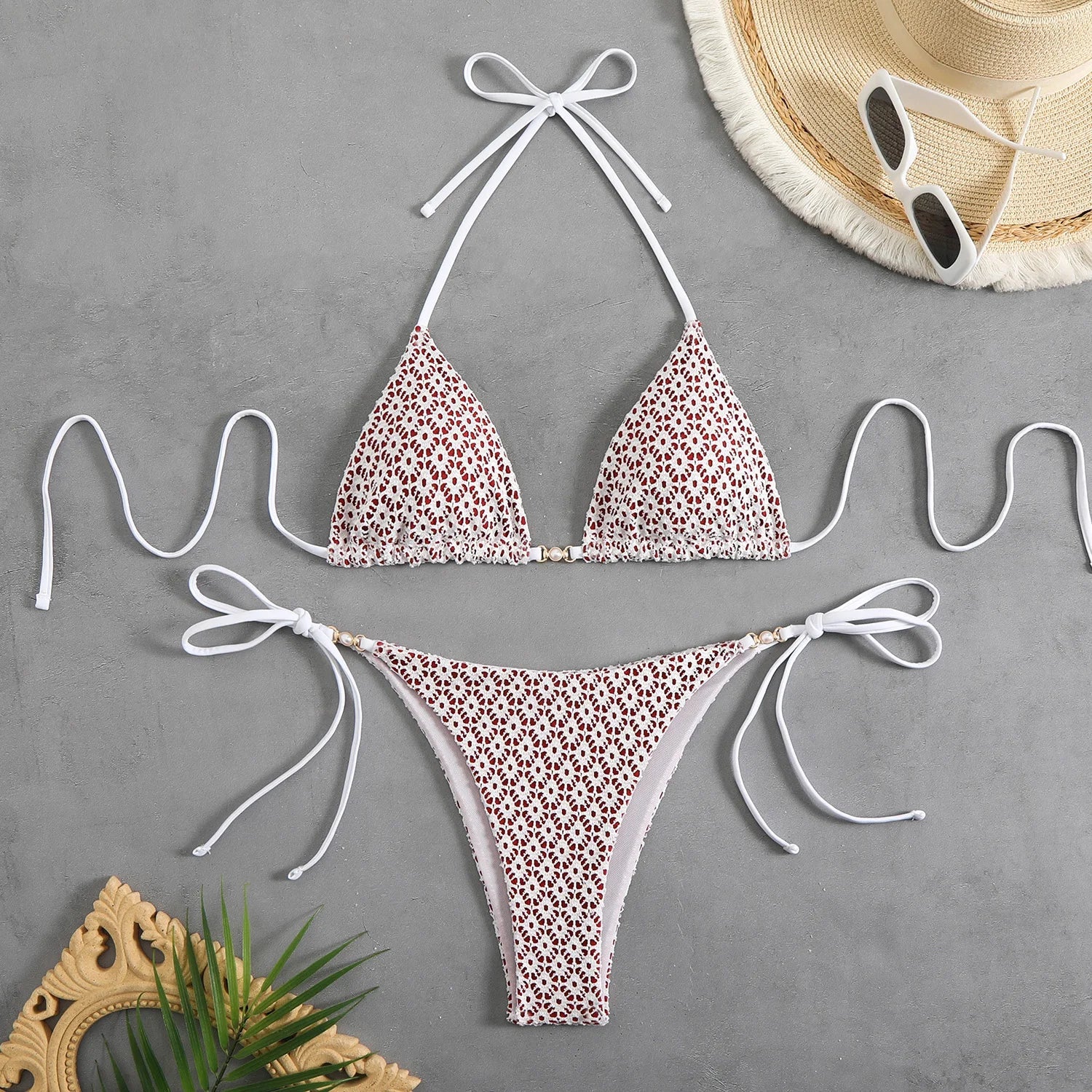 2026 Halter String Bikinis Sexy Triangle Swimsuit Women Plaid Swimwear Female Bathers Bathing Swimming Swim Suit Beachwear