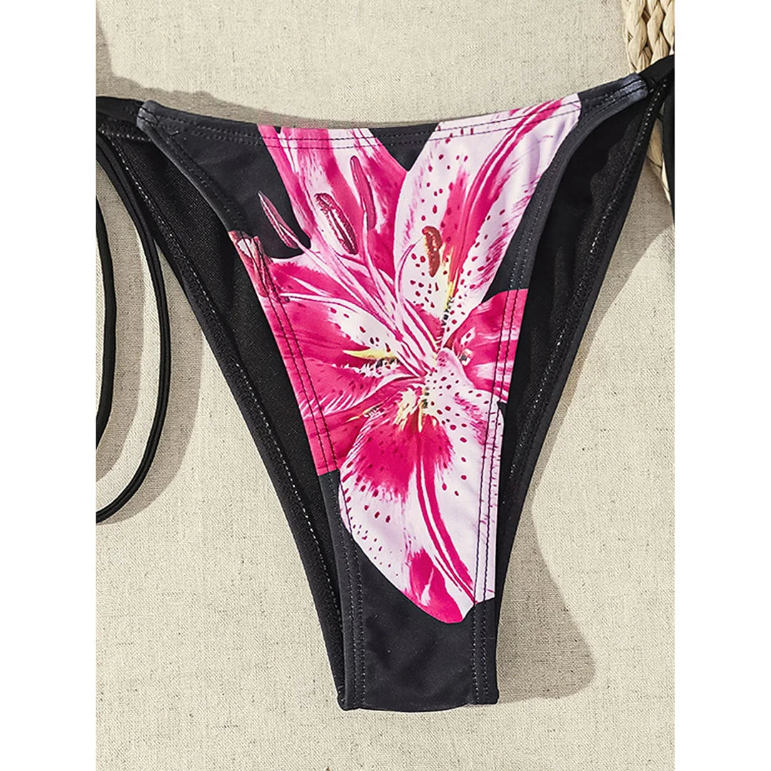 XS - L Floral Leopard Printed Halter Bikini Women Swimwear Female Swimsuit Two-Pieces Bikini Set Bather Bathing Suit Swim V6424