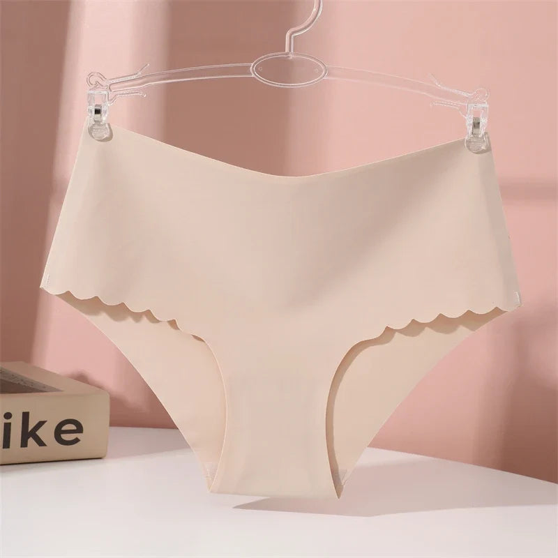 Seamless Women Briefs S-XXL Wave Edge V-shaped Underwear Panties Ice Silk Underwear For Women Low Waist Briefs One Piece Panty