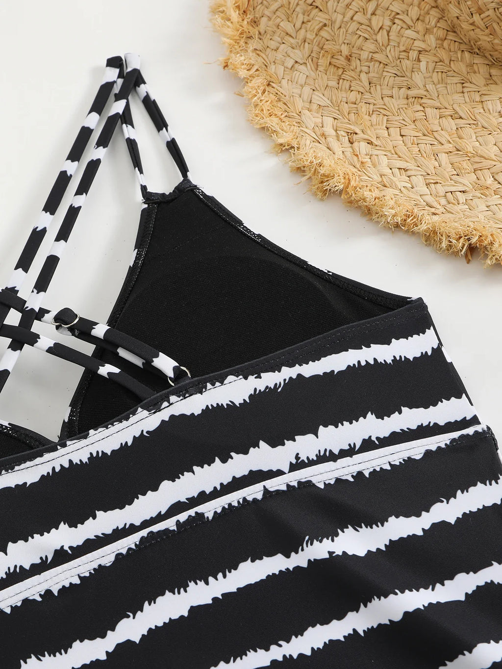 2026 Strappy Tankini Set Two Pieces Swimsuit Women Striped Swimwear Female Bathers Bathing Swimming Swim Suit Beachwear XXL