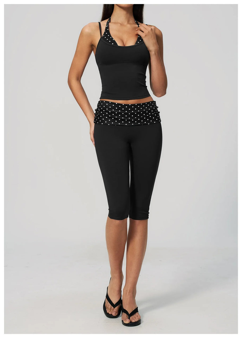 New Fake Two-piece Yoga Sets Women Striped Shock-absorbing Slim Sports Tank Top Fitness Suit Gym High Waist Mid Pants Tracksuit