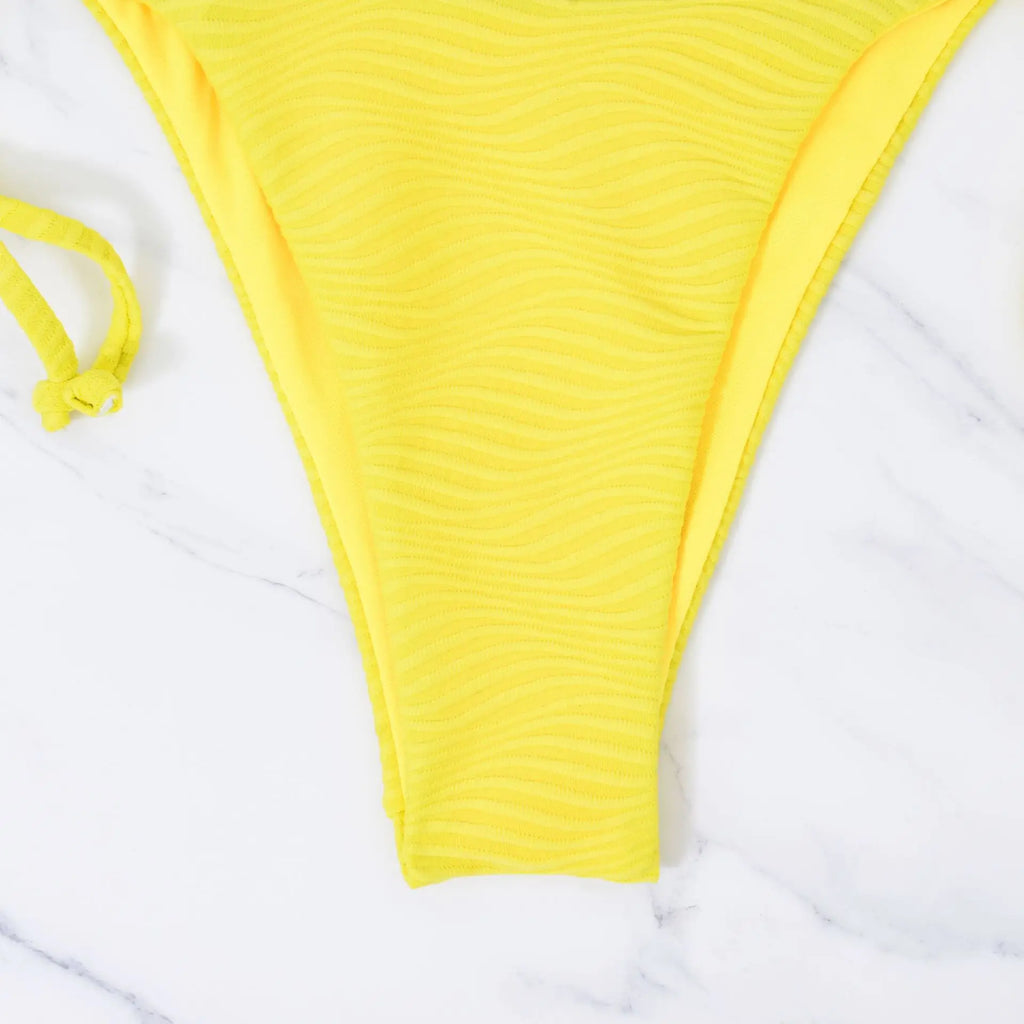 DEKA Women's Solid Color Swimwear Tie Side String Bikini Tanga Triangle Two Piece Swimsuits Bathing Bra Top Bottom Beachwear