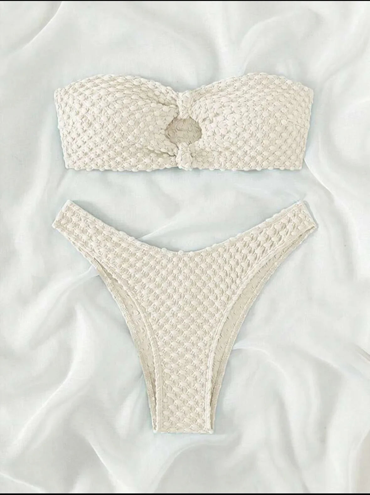 sexy wrinkled bandeau bikinis sets two pieces high waist padded bathing suit beach wear women thong bikini swimsuits