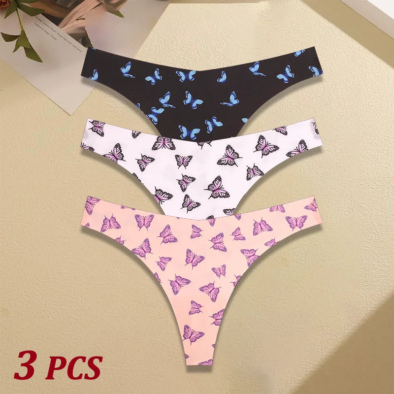 3Pcs Women G-string Seamless Sweet Fruit Thongs Low-waist Panties Ladies Soft Cute Thongs Female S-XL T-Back Panties Underwear