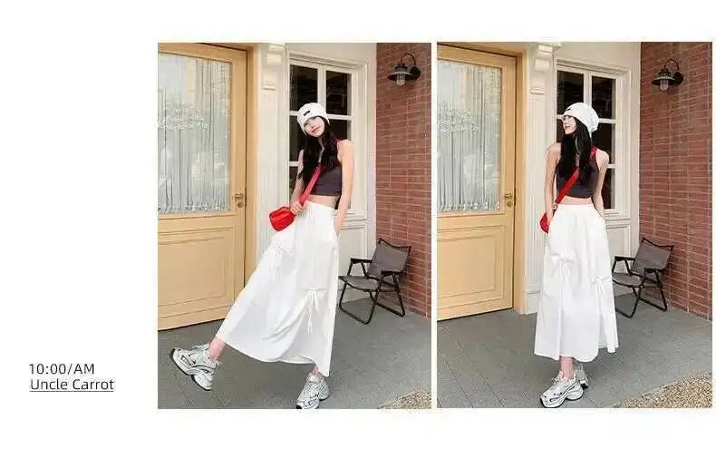 Versatile Knot Spring Summer F Skirt Ele Design Elastic Waist Skirt Sweet Aosphere Skirts For Ladies Fashion Women Skirts HSSZ
