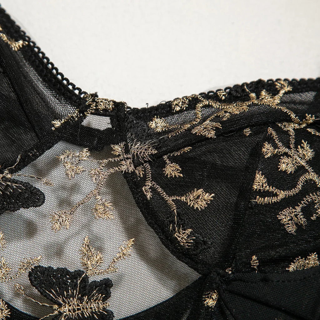 Bikini Fashion Sexy Butterfly Embroidery Slim-Fit Sexy All-Match Jumpsuit for Women