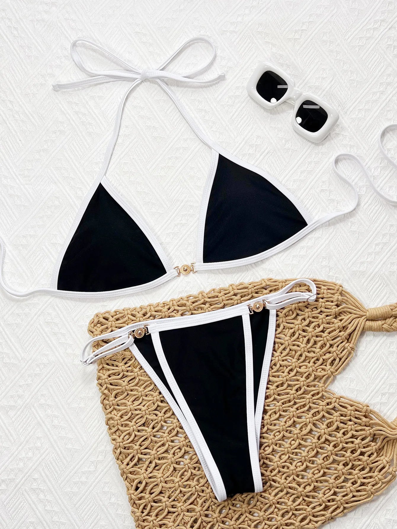DEKA Brazilian Black White Micro Bikini Biquini Bandeau Padded Thong Swimsuit Women High Cut Bathing Suit Female Solid Monokini