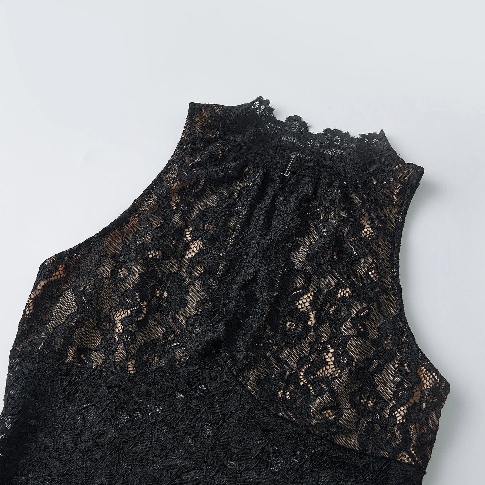 Women Retro Tank Tops Cut Out Mockneck Sleeveless Slim Fit Vest Trendy Summer Lace Corset Streetwear