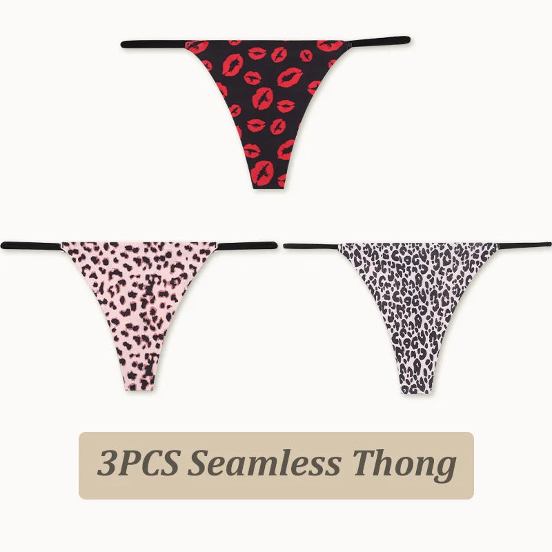 3PCS Women Seamless Leopard Butterfly Panties Sexy Ultra-thin Briefs Female Ice Silk No Trace Underwear Low Rise Soft Lingerie