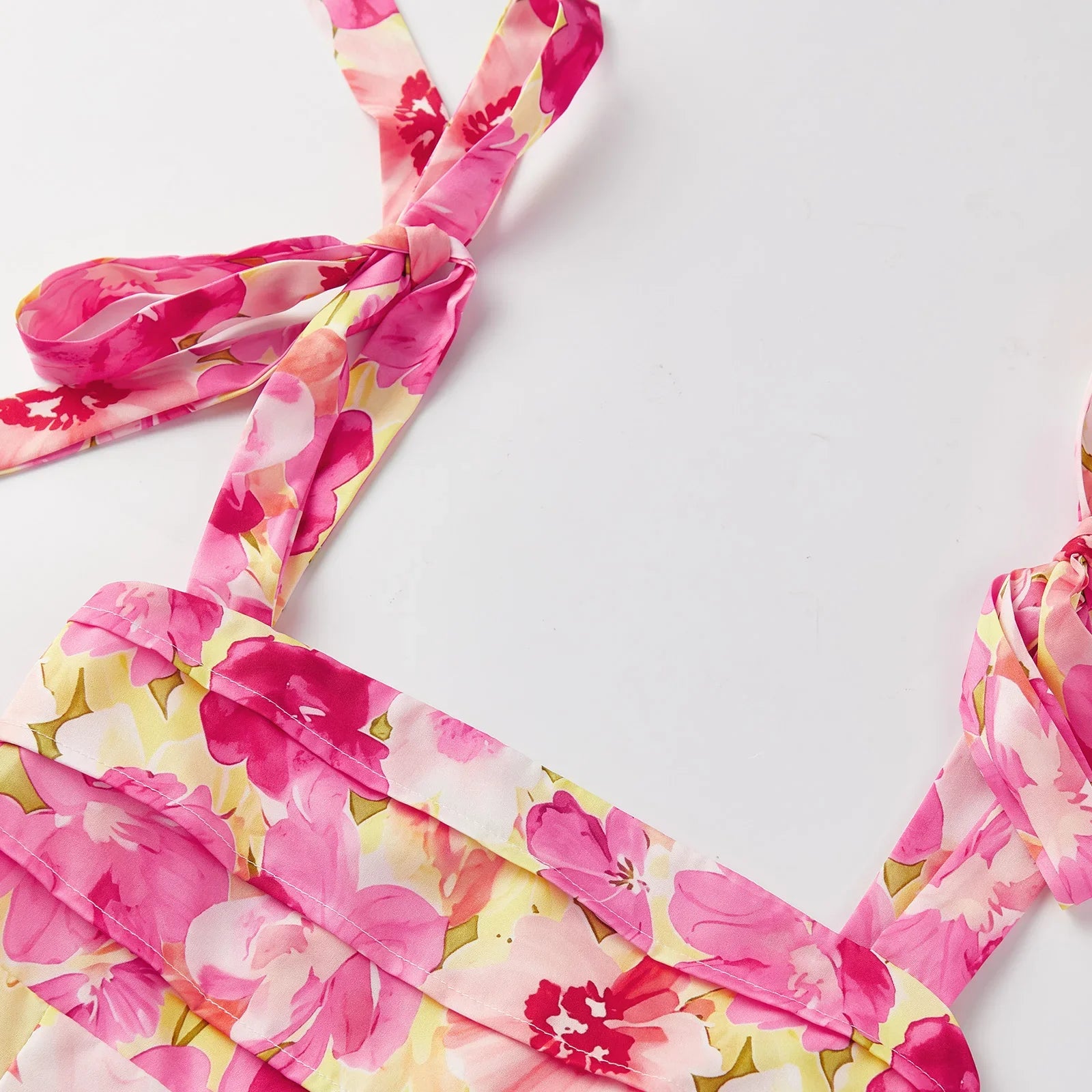 Women Casual Stylish Sleeveless Tie Shoulder A Line Dresses Summer Floral Print/Solid Color Satin Mini Dress