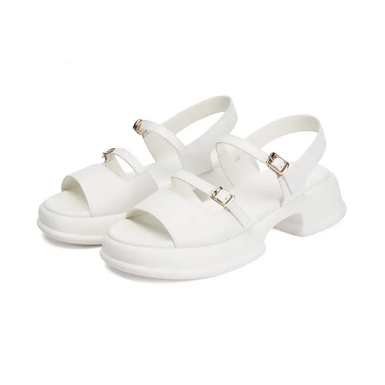 Women's Sandals 2026 New Summer Platform Fashion High Heel Sandals Outdoor Beach Shoes Square Toe Buckle Strap Women’s Shoes
