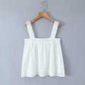 New Style Vacation Casual Lazy Style Pure White Simple Basic Lace Camisole Backless Deep V Suspenders Sleeveless Charming XNKI