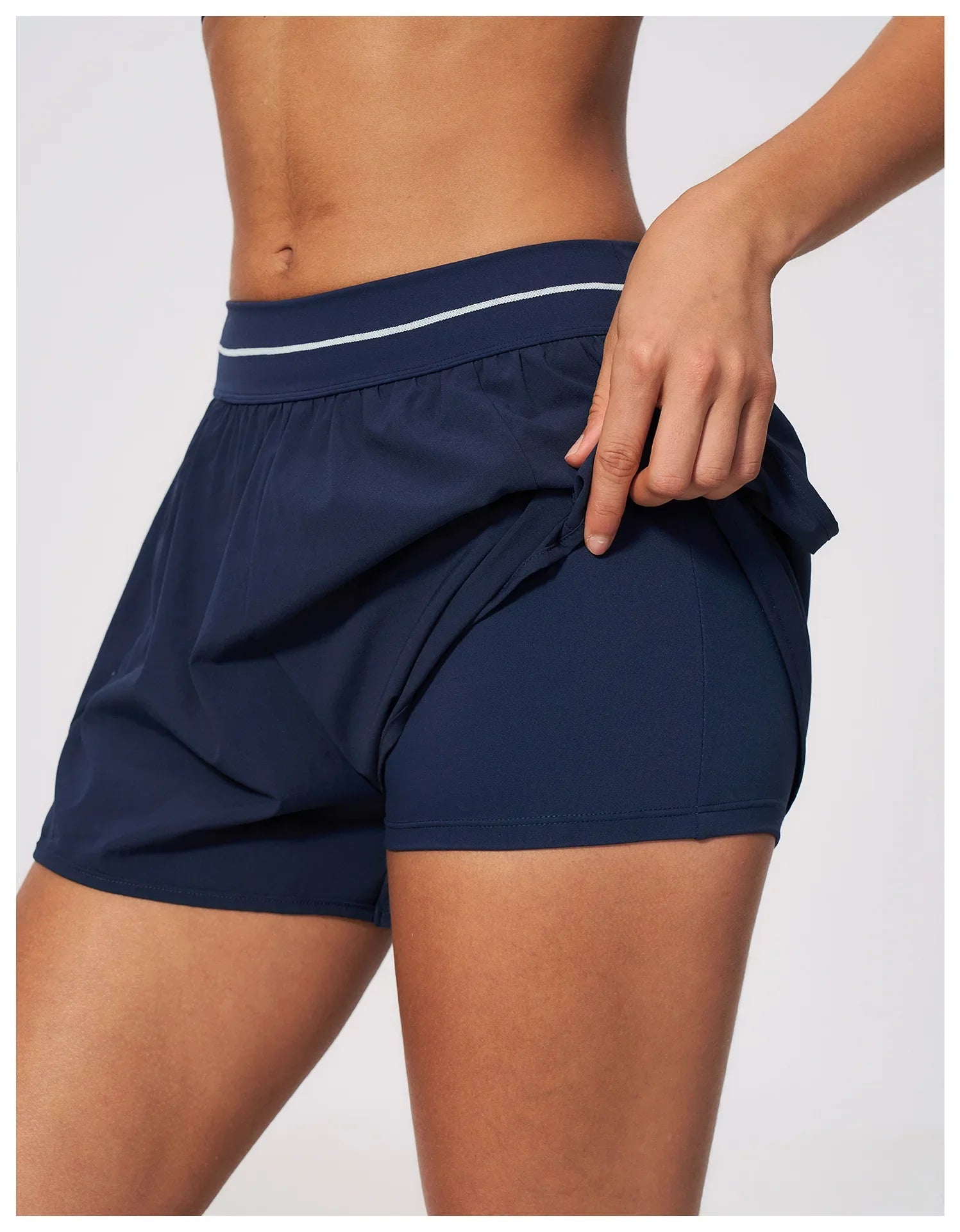 New Brushed Sports Shorts Women High Waist Fake Two Pieces of Anti Glare Shorts Leggings Casual Loose Pocket Fitness Sportwear