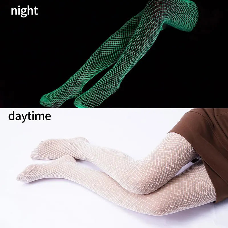 Stockings Women Lingerie Tights Party Sexy Fluorescent Socks High Stretch  Cosplay Long Socks Summer Ultra Thin Fishnet Sock