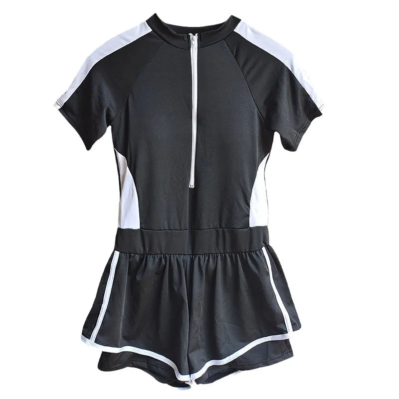 New Women's Swimsuit, One-piece Coverage Slimming Effect  Conservative Sports Style Hot Spring Flat Leg Pants Swimsuit Plus Size