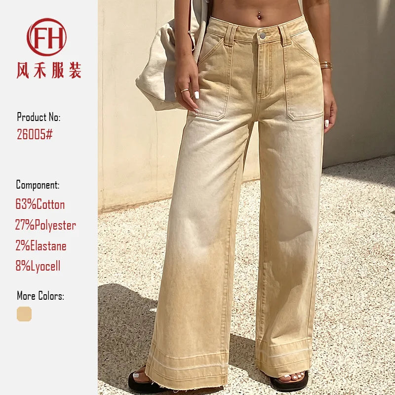 European and American style 2026 women's jeans wide leg pants jeans pants trousers
