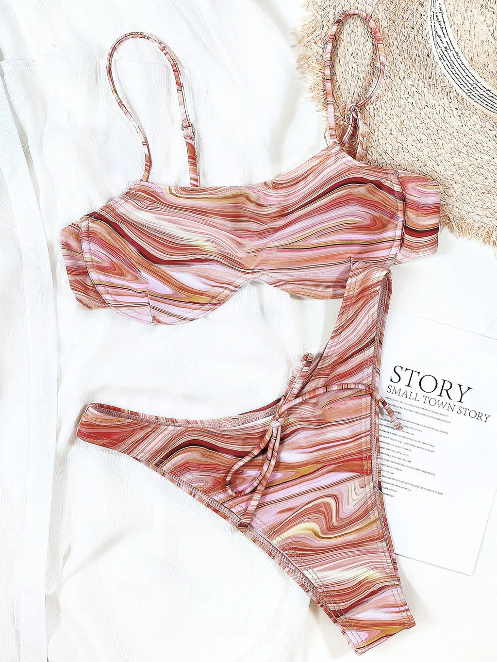 2026 Sexy Bikini Push Up Swimwear Swimsuit Women Rippled Quicksand Print Bikinis Set Bathing Suit Beach Bikini Biquinis Feminino