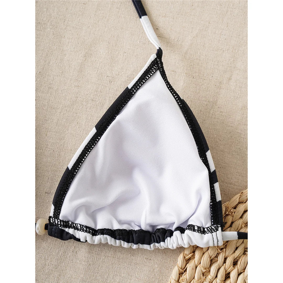 XS - L Sexy Zebra Halter High Leg Cut Bikini Women Swimwear Female Swimsuit Two-Pieces Bikini Set Bather Bathing Suit Swim V6799