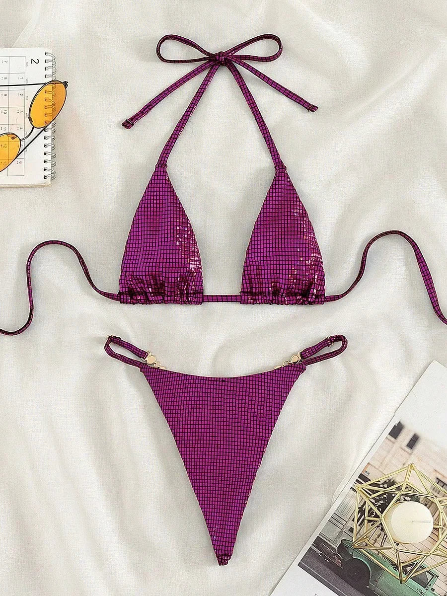 Sexy Extreme Mini Micro Thong Bikini 2025 Diamond Bikinis Female Swimsuit Women Swimwear Two-pieces Bikini Set Bathing Suit Swim