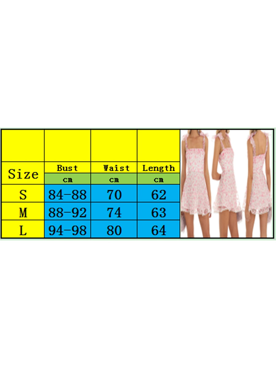 Women Fashion Double Layer Backless Cami Dress Summer Casual Floral Print Tie-Up Shoulder Strap Mini Dress Grey/Pink/Yellow