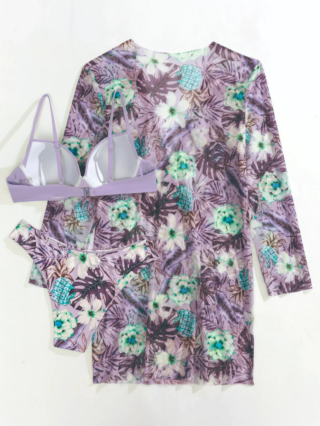 3 Pieces Push Up Bikinis 2026 Women With Kimono Beach Printed Swimsuit Sexy Swimwear Female Bathers Bathing Swimming Swim Suit