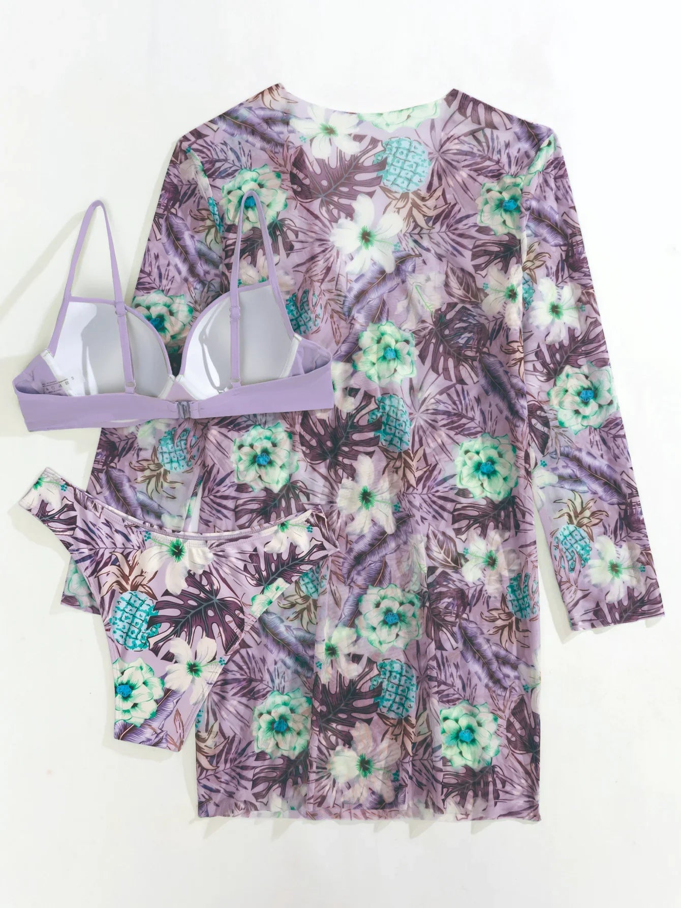 3 Pieces Push Up Bikinis 2026 Women With Kimono Beach Printed Swimsuit Sexy Swimwear Female Bathers Bathing Swimming Swim Suit