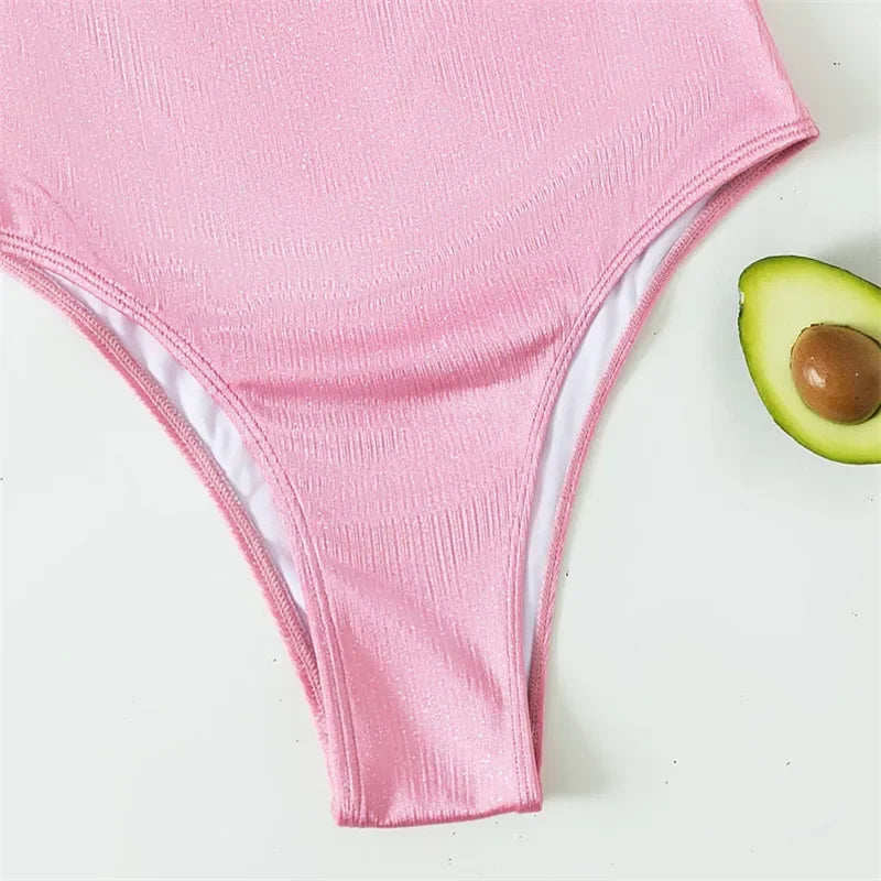 Sexy Pink Push Up Ladies Swimwear One Piece Swimsuit Women 2026 Underwired Bodysuits Bathers High Cut Bathing Swimming Suit Wear