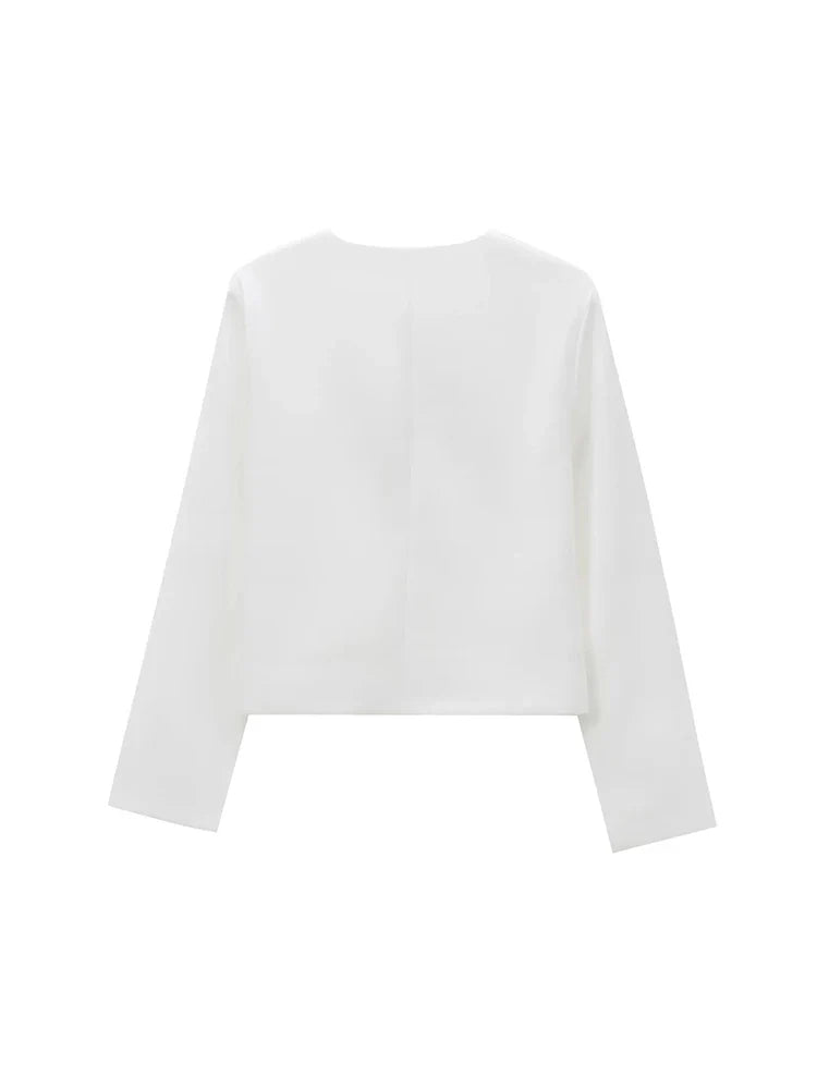 Foridol Solid O-neck Single Breasted Black Blazer Coat Women Autumn Winter Short Jacket Office Lady Vintage Buttons Veste
