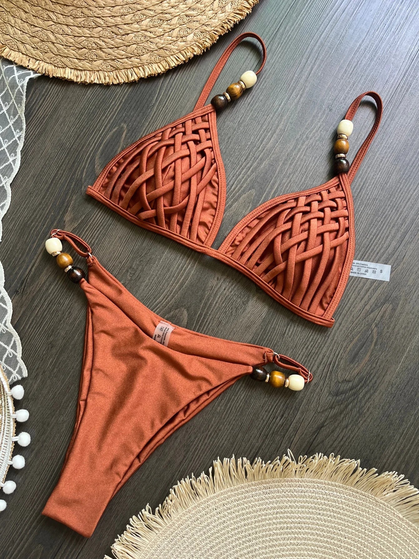2026 Summer Sexy Bikini Set Women Swimwear Chic Bead Sling Bra Thong Swimsuit Micro Bikini Fashion Brazilian Beach Bathing Suit