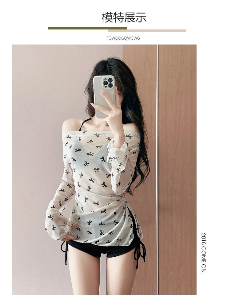 New Swimsuit Women's Split Three Piece Set Covers The Belly and Looks Slimmer, Gathers Small Breasts, Ins Style Hot Spring Bath
