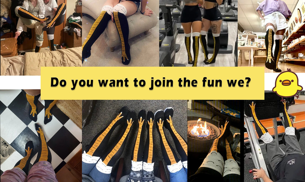 1/2 Pairs Women Knee High Socks Trendy Cartoon Funny Chicken Claw Socks Fitness Sports Casual Slim Leg Long Tube Socks Women