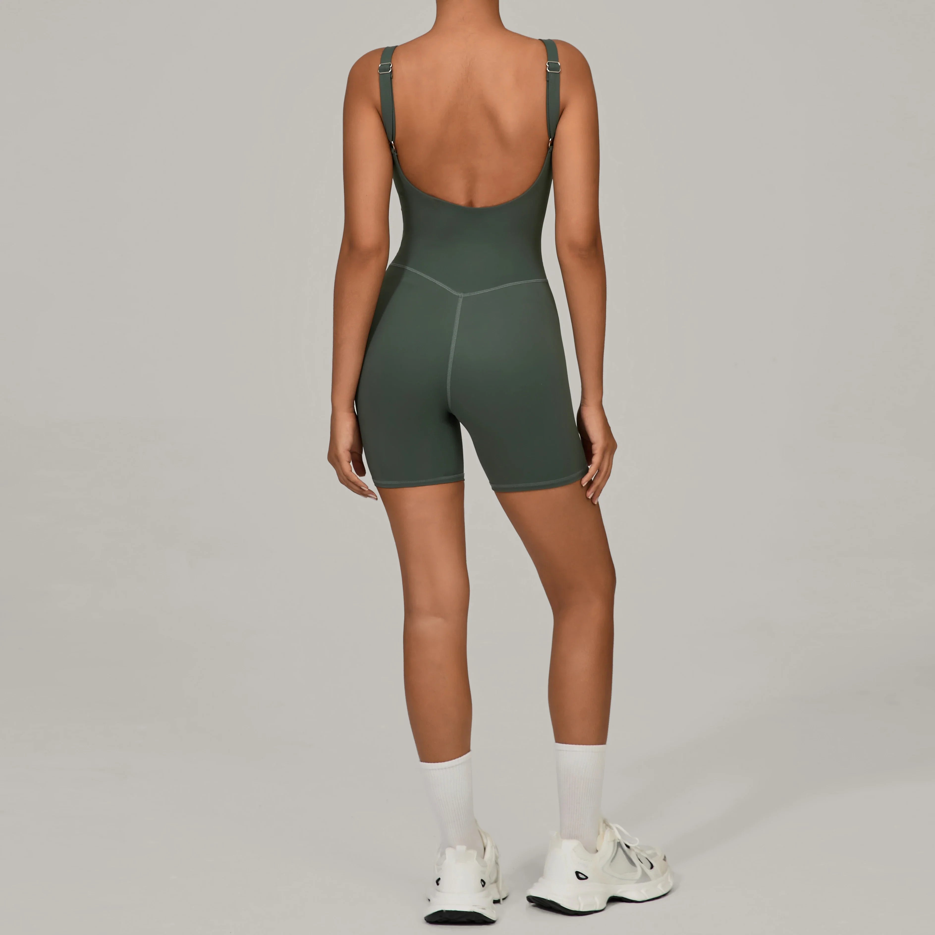 Padded Sports Jumpsuit Short Women Yoga Sets Gym Bodysuits Sexy Backless Fitness Jumpsuits Female Push Up Workout Overalls