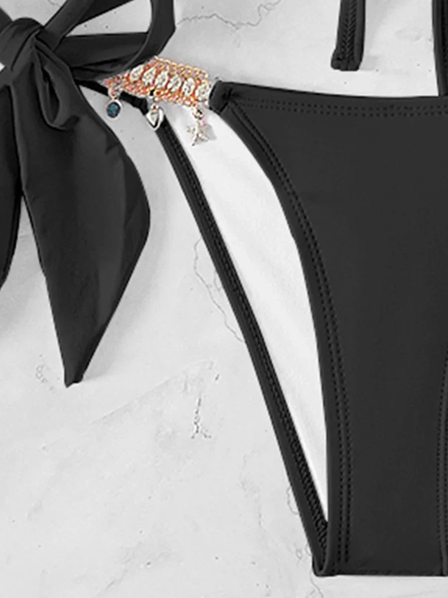 2026 Halter Rhinestone Diamond Bikini Women Swimsuit Female Swimwear Two-piece Bikini Set High Cut Bathing Suit Swim Beach Wear
