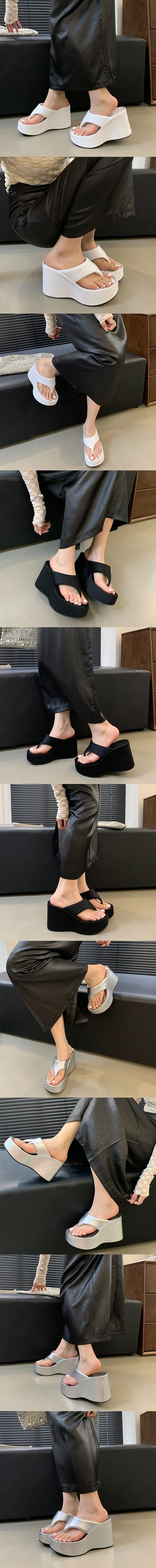 2026 Brand New Flip Flops Sandal Summer Black Platform Sandals Women Outdoor Slipper Wedges Slides 10cm High Heels Shoes Mules