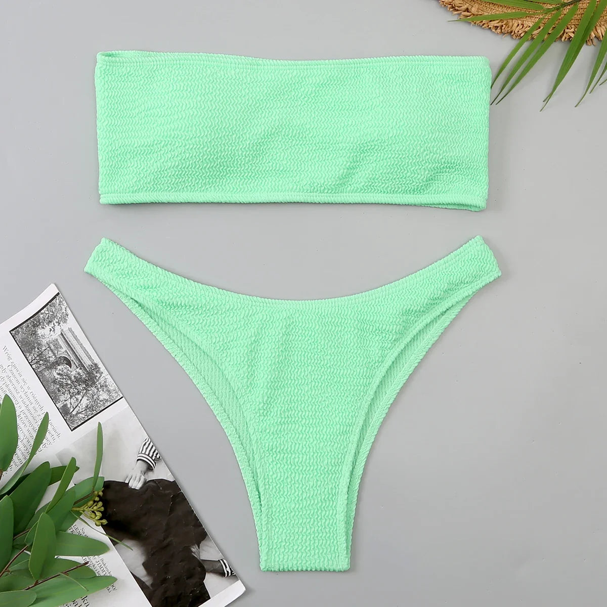 Velvet Bikinis 2025 Women Brazilian Bandeau Swimsuit Solid Sexy Swimwear Female Beachwear Bathers Bathing Swimming Swim Suit