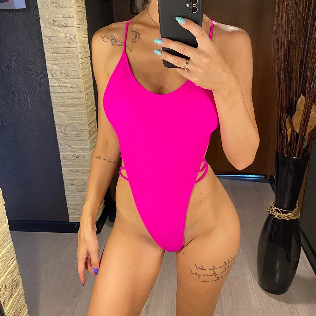 S- XL Extreme Mini Micro Thong Strappy Women Swimwear One Piece Swimsuit Female Backless Monokini Bather Bathing Suit Swim V3938