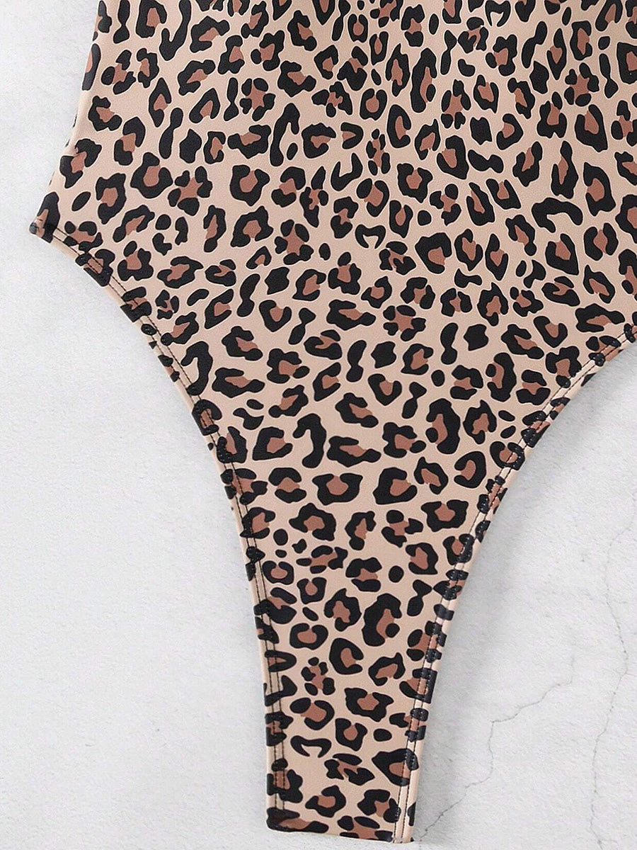 2026 Sexy Leopard Print Backless Women Thong Swimwear One Piece Swimsuit Female Monokini High Cut Bathing Suit Swim Beach Wear