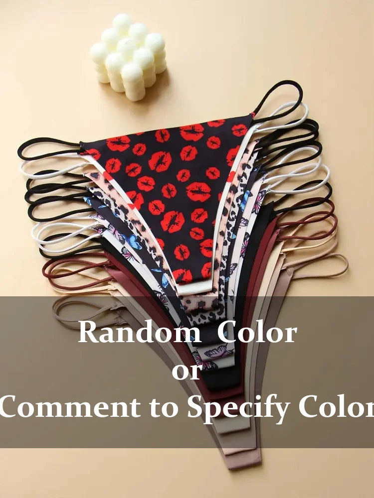 10Pcs/Set Seamless Thong Women Thin Strap Low Waist High Flexibility Panties Underwear Ladies Briefs T-back Comfortable Women