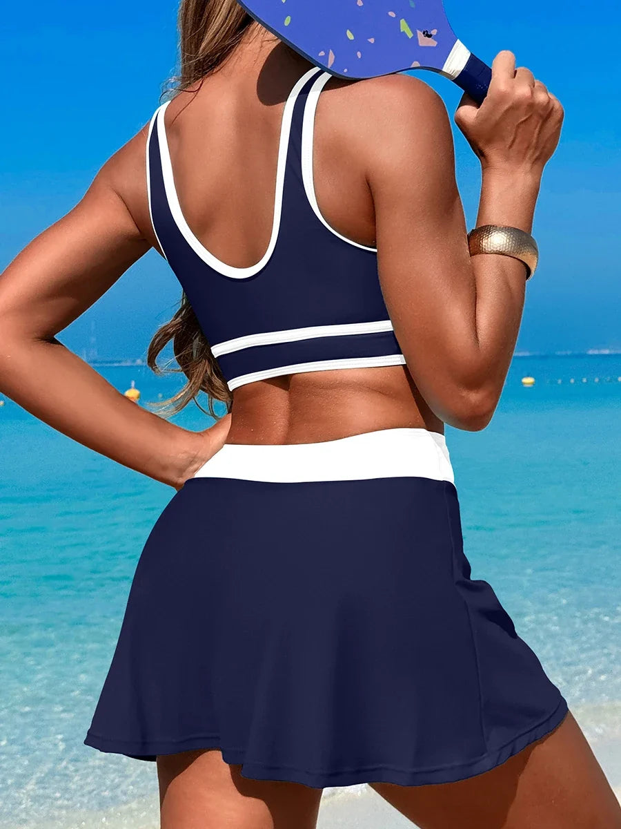 2026 Sporty Swimsuit Women Two Pieces High Waist Beach Dress Solid Swimwear Female Bathers Bathing Swimming Swim Suit Beachwear