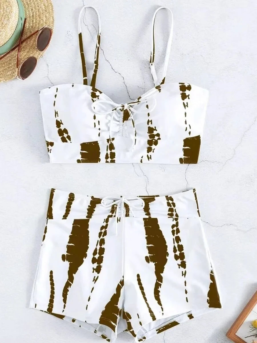 2026 Print High Waist String Two Piece Bikini Women Swimwear Female Swimsuit Bathers Bathing Swimming Suit Beachwear Summer