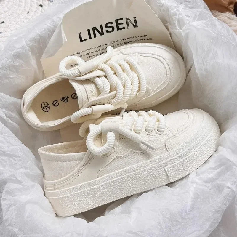 Women's Shoes White  New Canvas Shoes Breathable Comfortable Platform Outdoor Casual Sports Shoes Zapatillas De Mujer