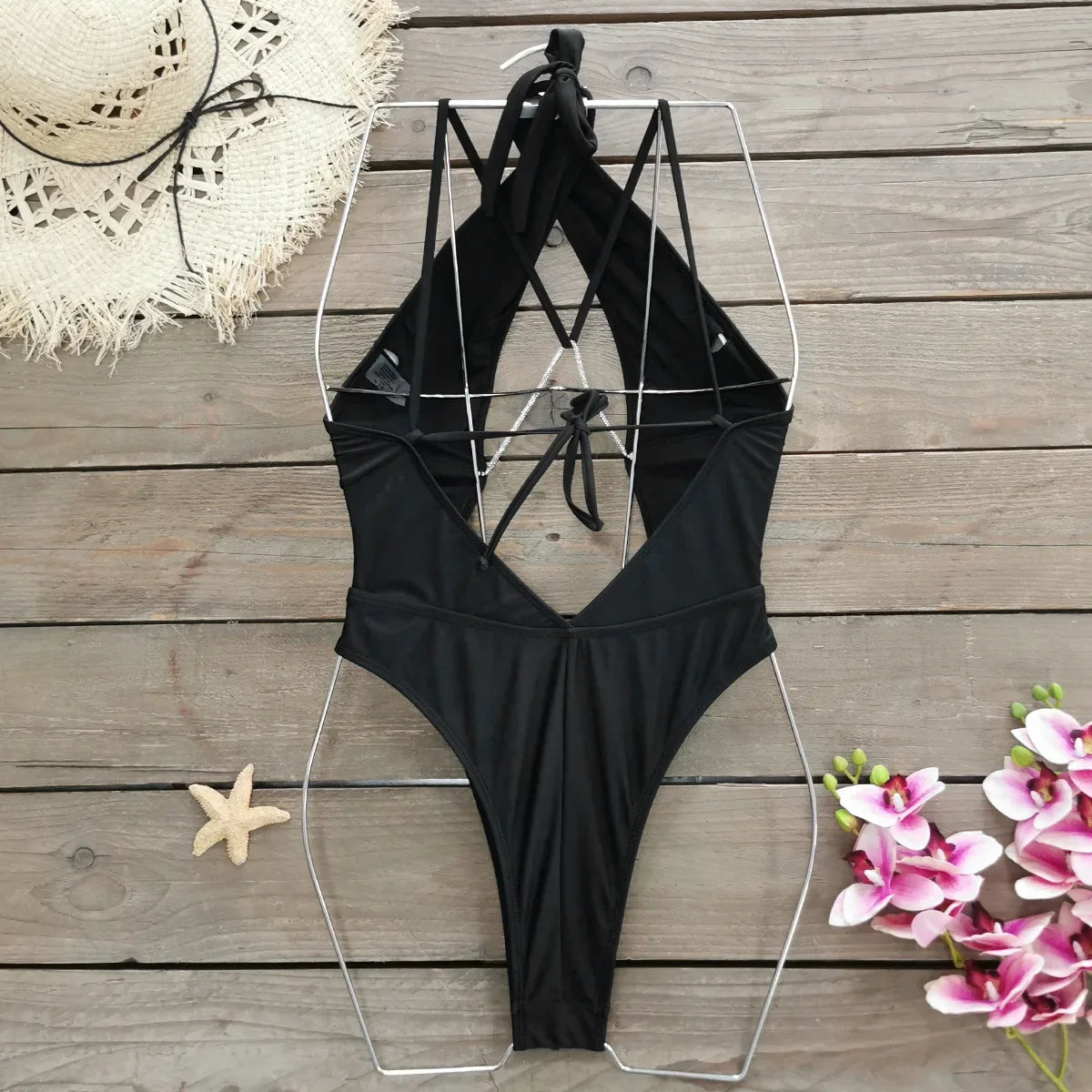 Sexy Hollow Out One Piece Swimwear Push Up Women's Swimsuit  2024 Trend Solid Bath suits Halter Monokinis Summer Beachwear
