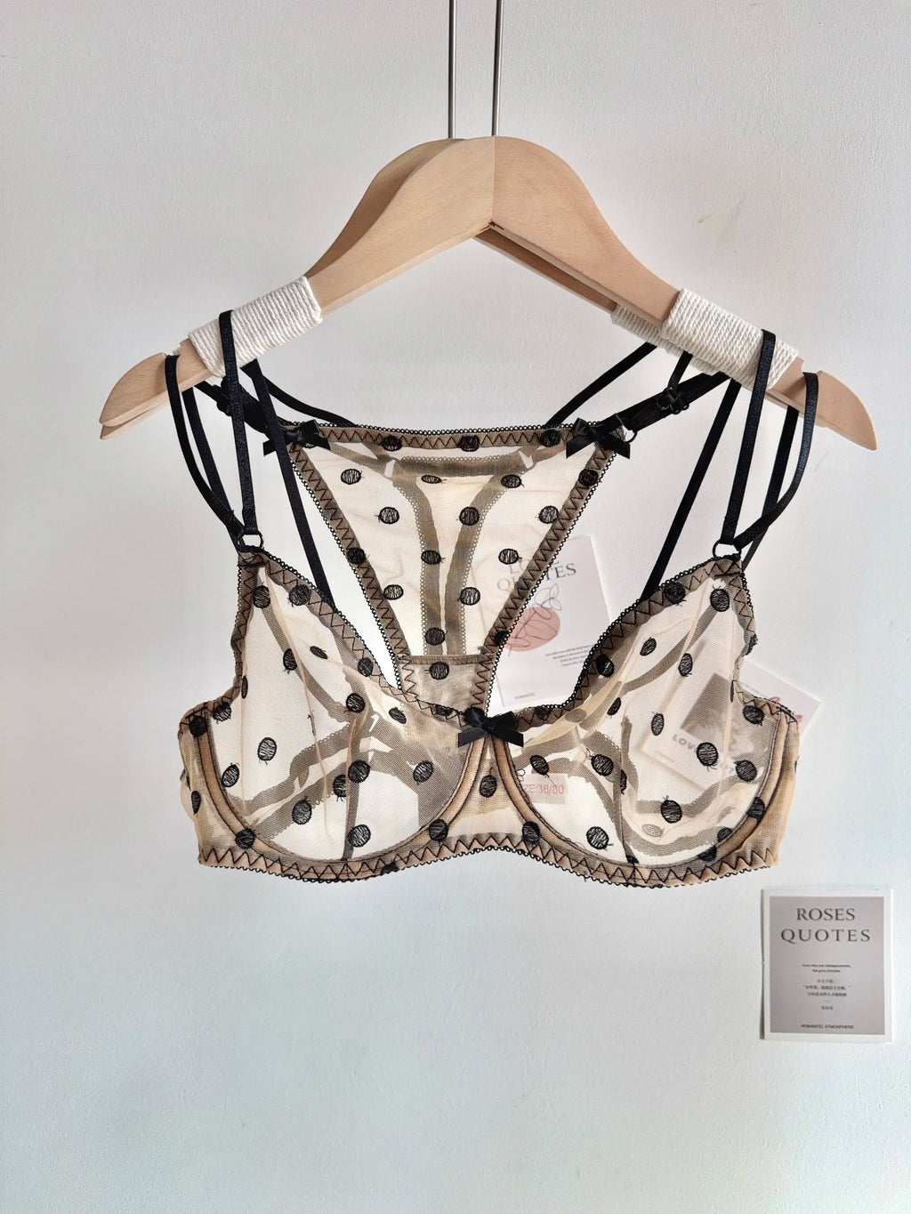 French Style Lace Underwear Set | Sexy Dotted Mesh Bra & Thong for Large Bust, Ultra Thin Slimming Anti Sag Lingerie MOYISU S-XL
