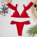 2026 Sexy Bikini Women Swimwear Swimsuit Red Ruffled Triangle Bikinis Set Bathing Suit Beach Bikini Female Trajes De Bano Mujer
