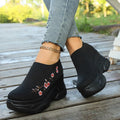 Flower Embroidery Chunky Platform Sneakers Women Comfy Slip On Breathable Mesh Sports Shoes Woman Thick Bottom Walking Shoes 42
