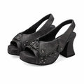 Brand New Women's Y2K Star Rivet Platform Sandals 2000's Peep Toe Slingback Chunky Heel Distressed Denim High Heeled Shoes